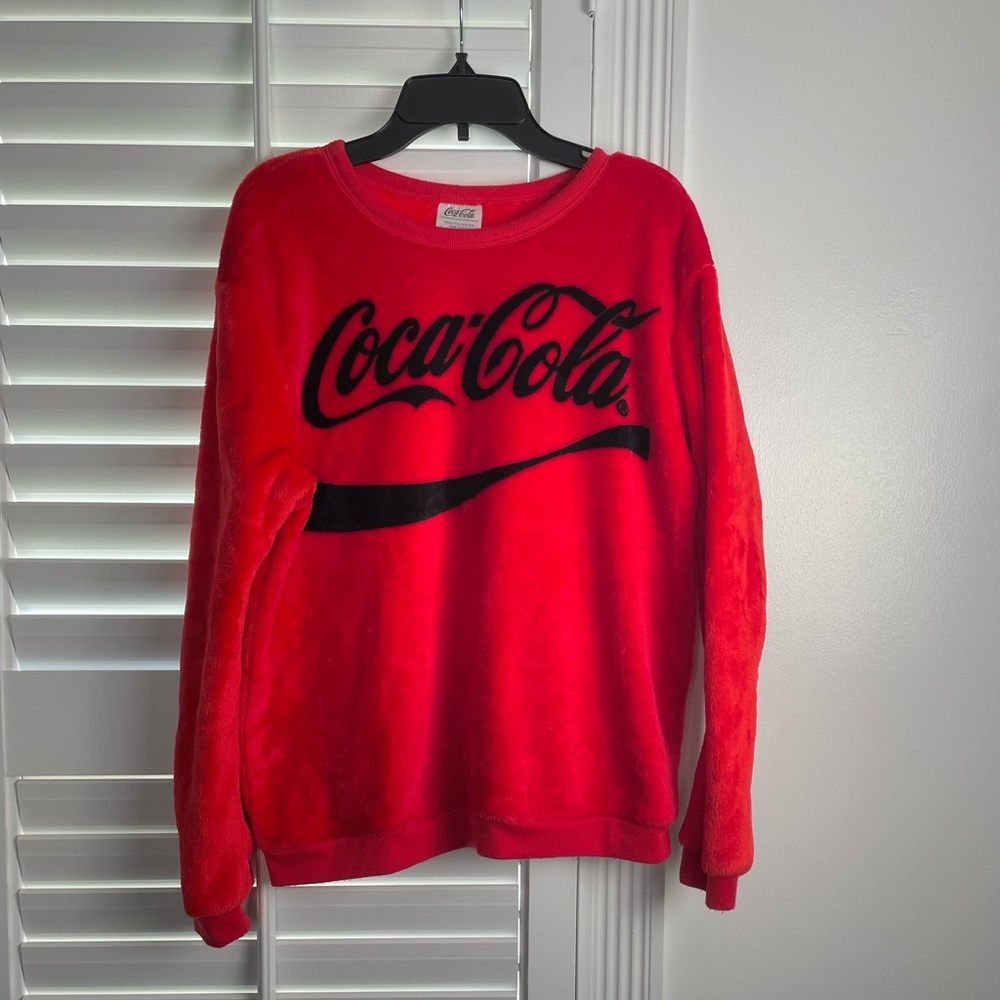 Coca Cola Fuzzy Scoop Neck Sweatshirt